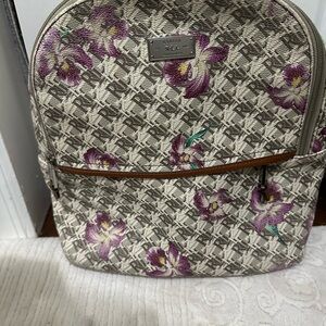 Lauren Ralph Lauren Cream and Purple Floral Backpack